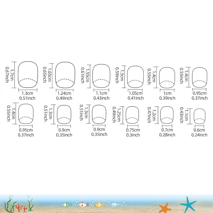 120Pcs 10 Packs Cute Short Press on Nails for Girls 5 Styles 12 Sizes Press on Nails for Kids Press ons with Jellyfish Whale Mermaid Dolphin Octopus Starfish Designs for Little Girl Gift DIY Manicure
