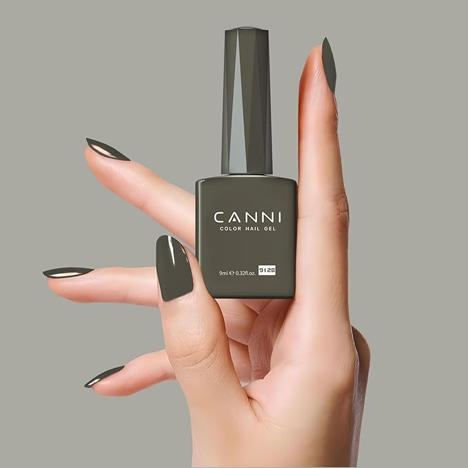 CANNI Grey Gel Nail Polish, 1Pcs Grey Gel Polish Color Nail Polish High Gloss Soak Off U V Nail Manicure Salon DIY