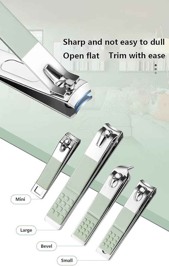 12-Piece Nail Care Kit, Mint Green Leather Travel Case,Manicure Set Personal Care, Nail Clipper Kit,Nail Tools with Luxurious Travel Case, Gifts for Men Women Family Friend