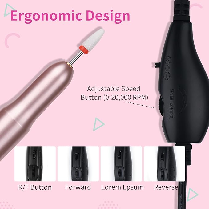 SAVILAND Electric Nail Drill: 20000RPM Pro Portable Efile Nail Drill Machine Professional Nail File Complete Drill Bits for Remove Acrylic Nails Manicure & Toenails Nail Care Home Salon DIY Nail Art