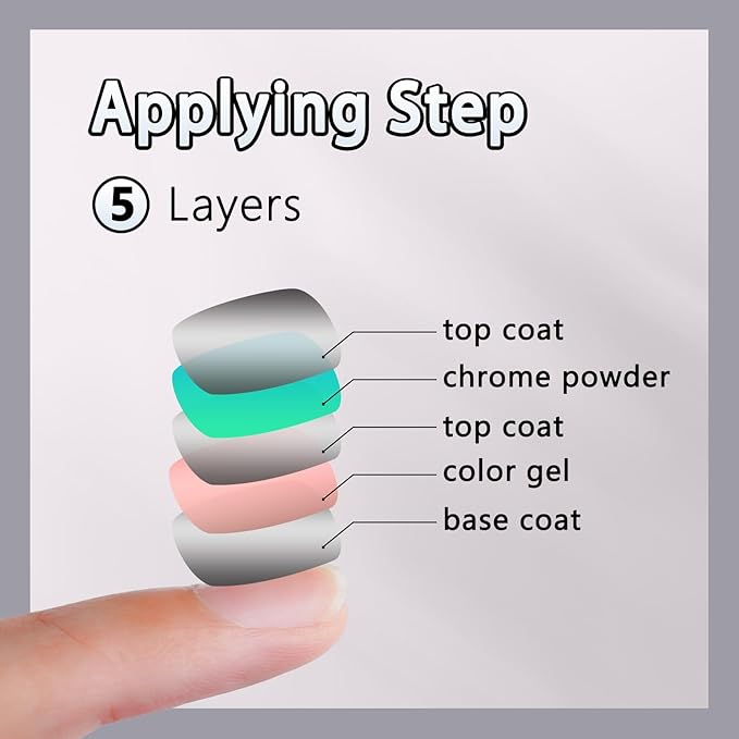 Chrome Nail Powder Metallic Mirror Pigment Dust for Gel Manicure Nail Art Decoration Silver Gold Red Purple Blue Brown 6 Colors Kit 0.5g/Jar (TA 6 Pcs Set-02)