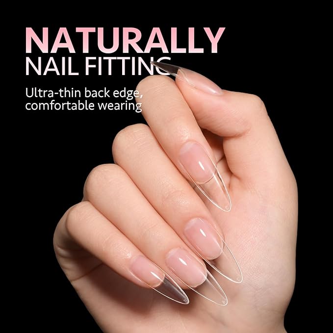 GAOY Medium Stiletto Fake Gel Nail Tips, 12 Sizes False Full Cover Acrylic Press on Nails, 240Pcs Soft Half Matte Tips