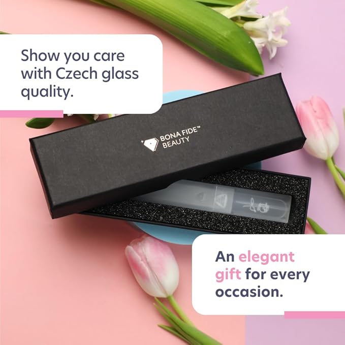 Bona Fide Beauty Czech Glass Nail File with Hardcase, Rose Design Nail Filer with New Clear Case, Gift for Women