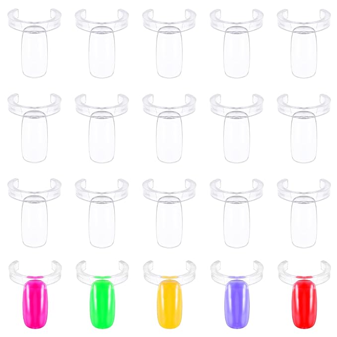 250Pcs Nail Rings Display, Reusable Ring Shape Nail Polish Display for Nails Art Polish Practice White Single Nails Color Swatches Professional Use or Beginner Exercises