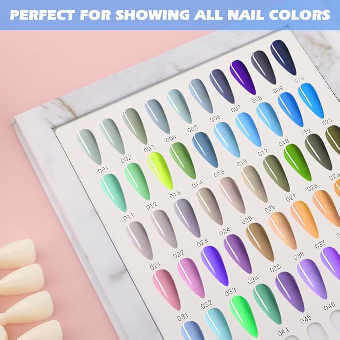 160 Nail Color Book, with 240 Flase Tips & Number Sticker Labels, Professional Nail Art Salon Display Booklet Nails Color Swatches Book for Polish UV Gel(COLOR:white)