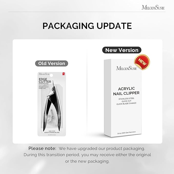 MelodySusie Acrylic Nail Clippers, Professional Nail Clippers Cutters for Acrylic Nails Fake Nail Tips, Adjustable Stainless Nail Trimmer, Manicure Tool for Salon Home Nail Art, Black
