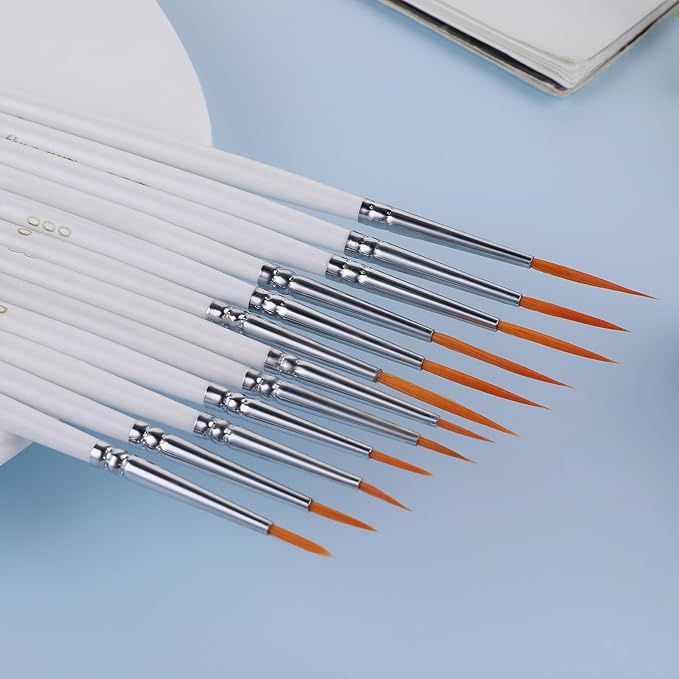 cobee 12Pcs Fine Paint Brushes, Detail Paint Brushes Micro Artist Paintbrush Set Acrylic Paint Brushes for Kids Students Artists Detail Painting Oil Fine Art Painting Watercolor Nail Art