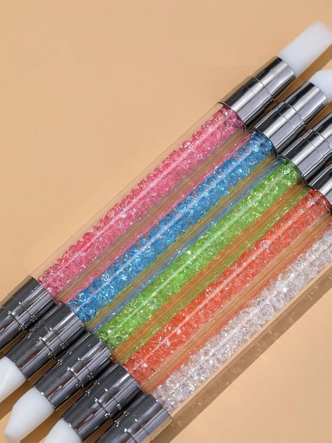 5pcs Nail Sculpture Pen - Dual Tipped Silicone Nail Tools, Acrylic Pen & Brushes for Resin, Design Tools for Foil Carving & Drawing Effects