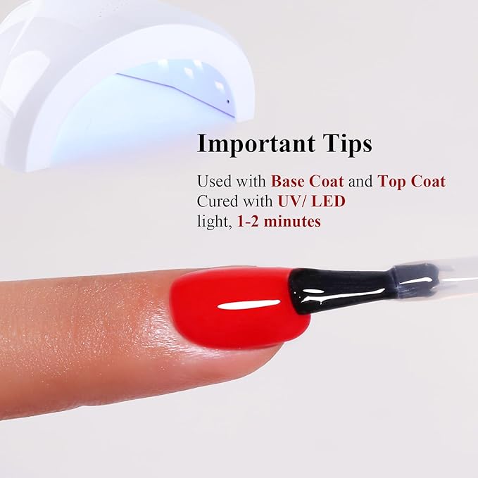 Neon Gel Polish, 0.5 Fl Oz Neon Red Nail Gel Polish Spring Summer Art Starter Manicure Salon DIY Soak off UV LED Design