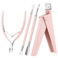 Melodysusie 4 in 1 Acrylic Nail Clippers Set, with Cuticle Trimmer and Dual-Ended Cuticle Pusher Remover, Stainless Steel Acrylic Nail Cutter Set, Pedicure Manicure Acrylic Nail Tools for Home Salon