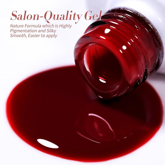Born Pretty Jelly Nude Pink Gel Nail Polish Red Burgundy Blood Wine Red Valentine's Day Gel Polish Sheer Transparent Gel Polish Kit Wild Rose for Salon Manicure and Nail Art DIY at Home 6Colors