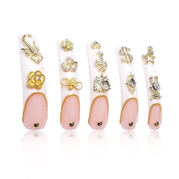 LOVFUL Press on Nails Chicago | Handmade with Full Covered Crystals | Reusable Fake Nails | Curve Long 2.2 in | H189-L