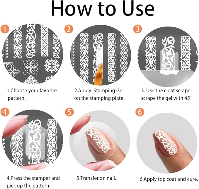 PH PandaHall 4pcs Chinese Style Patterns Nail Stamp Plate Retro Long Strip Nail Art Template Floral Motifs Nails Stencils Traditional Border Nails Image Plate for Women Manicure Tips Design Decoration