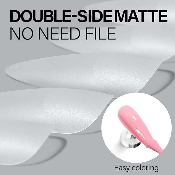 AILLSA Long Stiletto Nail Tips - Upgraded Matte Gel Full Cover Nails Tips No Filed, 240Pcs Pre-shaped Gelly Tips Acrylic Clear False Press On Soft Nail Tip for Soak Off Nail Extension 10 Sizes