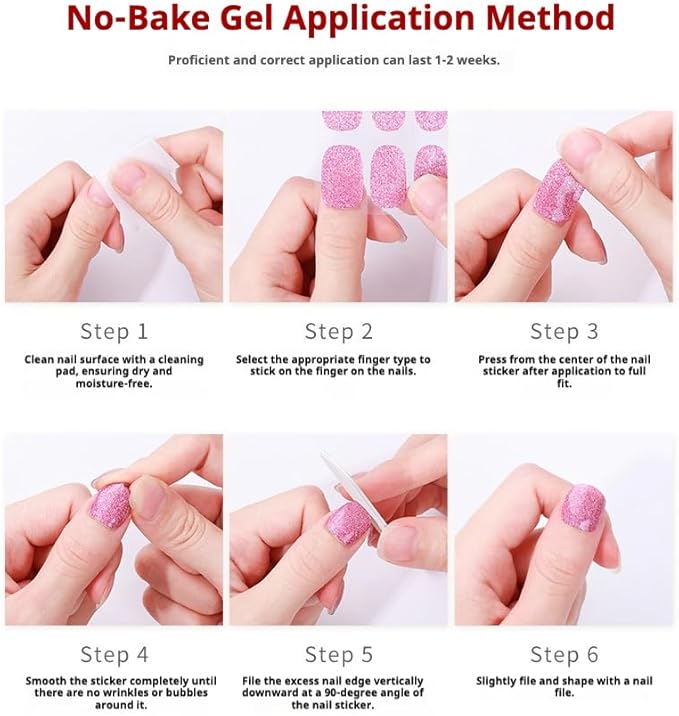 16pcs Gel Nail Strips - Nail Wraps Kit for Women Girls, No UV Light Needed, Natural Looking Manicure Full Cover Fake Nails Short Art Decor(White French Tip)