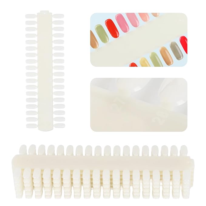 Tbestmax 3 Sets 216 Tips Nail Color Swatch, Double Layer Tips Clear Nail Color Display Palette Paint Practice Chart Swatches