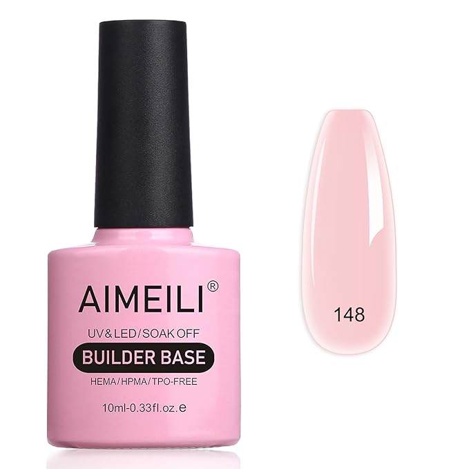 AIMEILI Hema Free 5 in 1 Builder Base Gel for Nails, Cruelty Free, Vegan, Nude Translucent Builder Nail Gel Strengthener Hard Gel 10ML-148