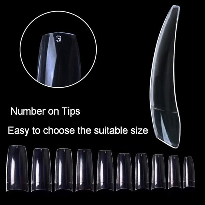 Acrylic Nail Tips Clear 500Pcs French Artificial False Tip for Manicure Nails Art Salons & Home DIY