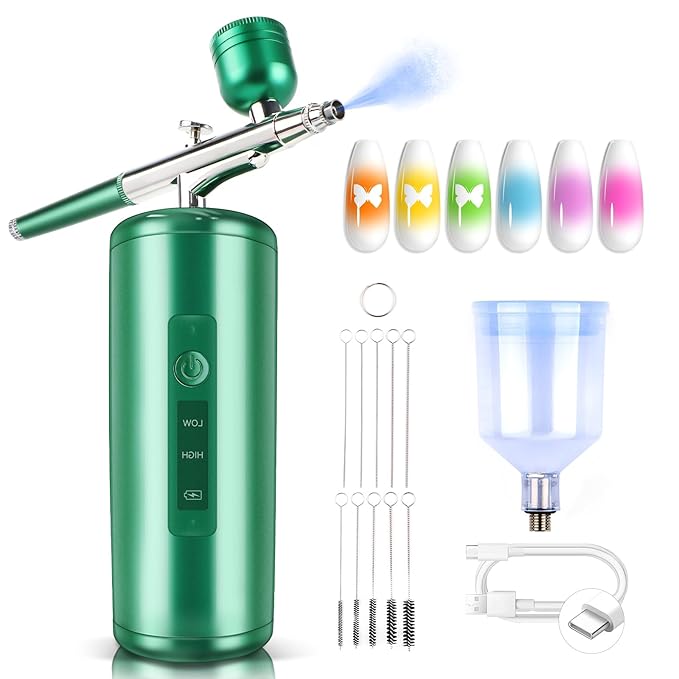 SAVILAND Airbrush for Nails Kit: Professional Cordless AirBrush Kit Portable Fast DIY Makeup Gel Nail Polish Nail Supplies for Nail Decorating French Nail Painting Nail Art Nail Tech Must Have
