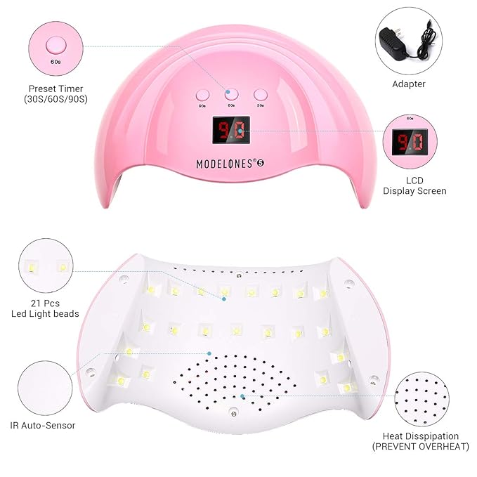 modelones Poly Gel Nail Kit 6 Colors with 8 W Nail Lamp Extension Gel Kit Clear Red Golden Complete Tools Beginner Thickening Solutions DIY at Home for Women
