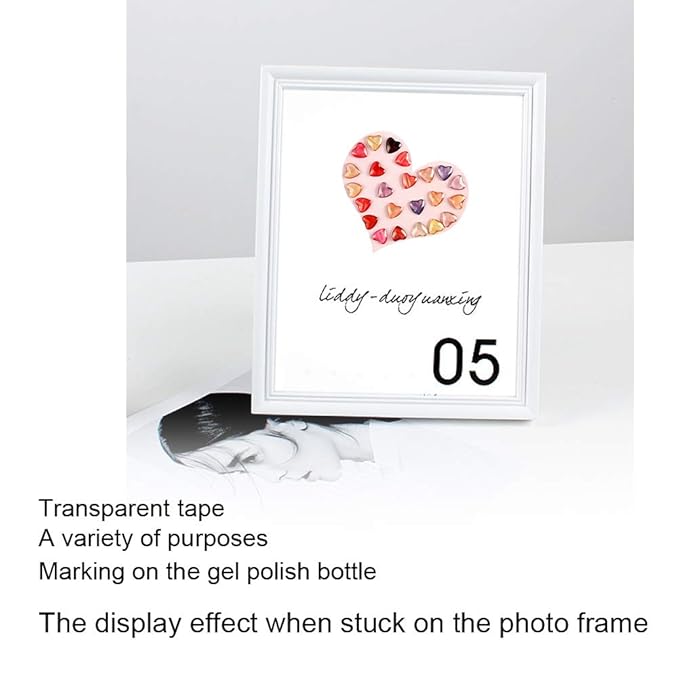 Nail Art Display Card, 50pcs Transparent Nail Polish Color Display Card Portable Polish Gel Color Glass Card Nail Art Practice Design Tool(Heart Shape)