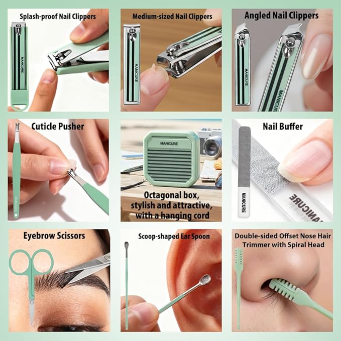 Nail Kit,Nail Clippers,Adult Easter Basket Stuffers Men,Manicure Set,Green Gifts for Women,Cuticle Trimmer,Manicure Kit,Easter Gifts Under 10 Dollars for Men Women,Pedicure Tools for Feet