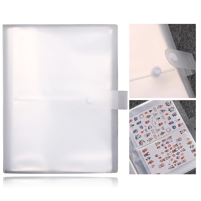 144 Slots Nail Art Sticker Storage Book Nail Art Decals Collecting Album Nail Stickers Empty Display Book Collecting Holder Binder Book Plastic DIY Nail Art Design Tools for Nail Art Sticker