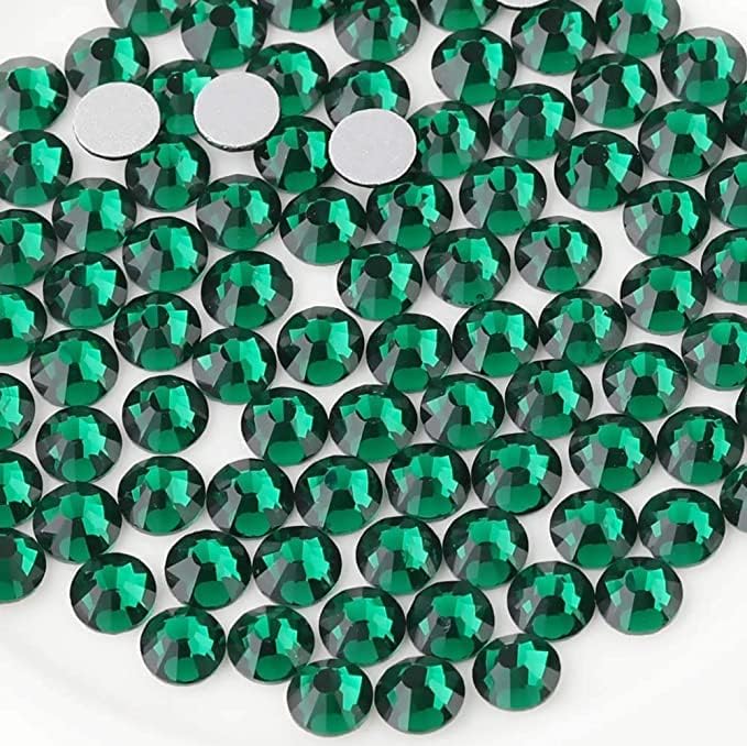 Beadsland 2880pcs Flat Back Crystal Rhinestones Round Gems for Nail Art and Craft Glue Fix,Emerald,SS20,4.6-4.8mm