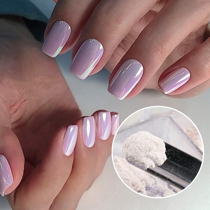 6 Grids Chrome Nail Powder Metallic Mirror Effect Pigment Aurora Nail Glitter Holographic Iridescent Dipping Rub Powder Manicure Design Pearl Shell Gel Polish Dust Sparkly Nail Charms