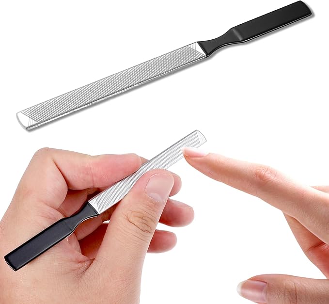Metal Nail File Men Toe Nail Files for Thick Nails Stainless Steel Long Nails File Toenail Files 4 Sides Heavy Duty for Toenails Fingernail Filing Nail-Care Tool Ideal for Manicure Pedicure Men Women