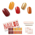 NAILOG Semi Cured Gel Nail Strips, Extra Long Nail Polish Strips (20 Peices), Long Lasting Semi Cured Nail Stickers with Soft Glossy Gel Finish, Maple Bloom