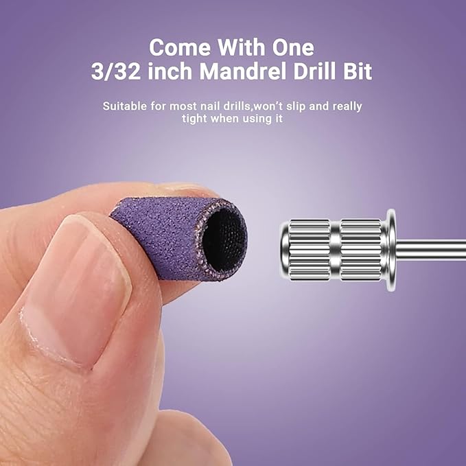 MelodySusie 100 Pcs Nail Drill Bits Sanding Bands for Nail Drill 180 Fine Grit Nail File Sanding Bands for Acrylic Nails Gel Manicures and Pedicure
