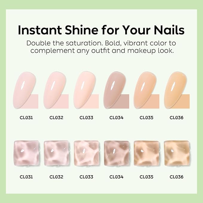 Luxbon 5 IN 1 Rubber Base Color Gel Nail Polish Set, 6 Colors Apex Building Self-leveling Nude Gel Polish Pink Peach Nail Polish Neutral Sheer for Nails UV LED Soak Off Gifts for Women Kit 006