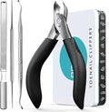 Toenail Clippers for Thick Nails for Seniors - Heavy Duty Toe Nail Clippers Kit with Long Handle for Men & Elderly with Inflexible Joints, Professional Nail Clippers Kit for Thickened Toenails (Black)
