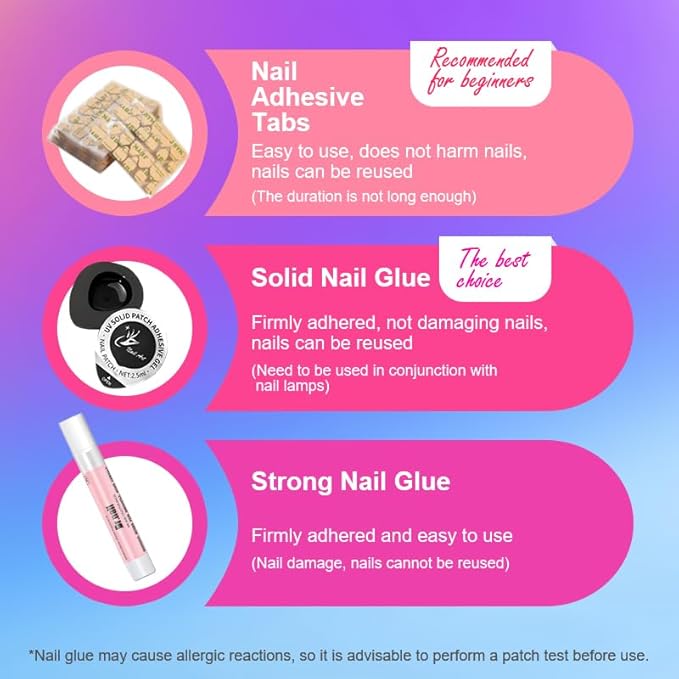 Short Square Press on Nails - Handmade Manicure Art Reusable False Nails 10pcs with Solid Nail Glue, Nail Adhesive Tabs, Strong Nail Glue (GHDJ-Medium)