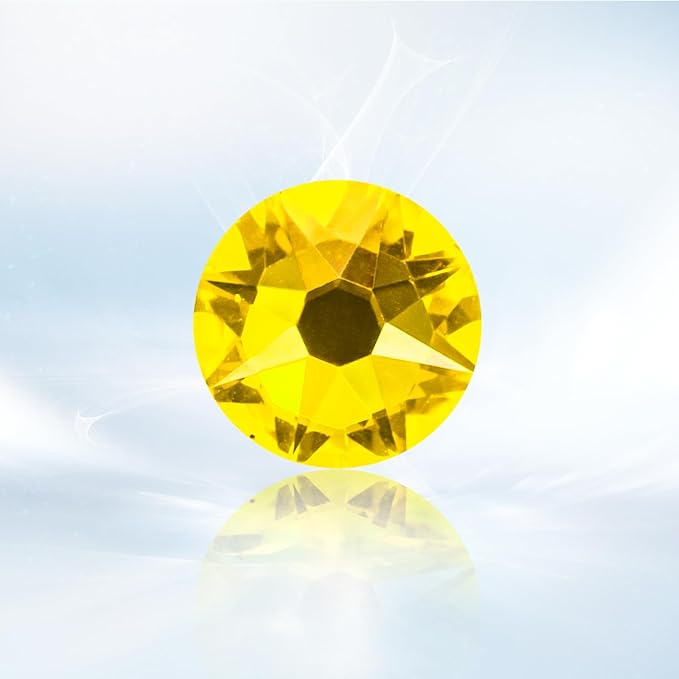 Novani Citrine/Lemon Yellow Rhinestones 1440pcs Flat Back Round Rhinestone Style 2088 Sparkly Crystal Gemstones for Nail Art and Crafting SS16,3.8-4.0mm