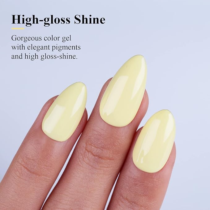 Imtiti Pastel Gel Nail Polish, 0.5 Fl Oz Creme Light Yellow Gel Polish Soak Off LED U V Nail Gel Polish Neutral Spring Summer Easter Gel Nail Polish DIY Nail Art Starter Manicure Salon Gel Nail Kit