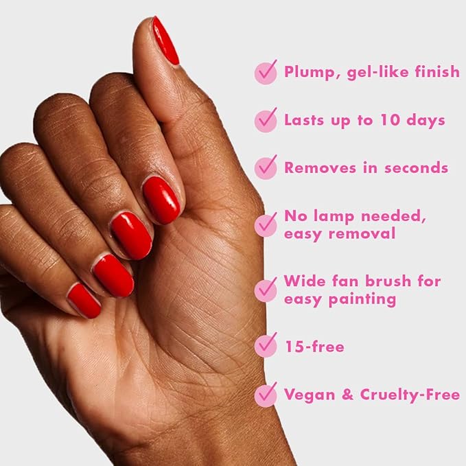 Olive & June Long Lasting Nail Polish | Plump Gel-Like Finish No Lamp Needed | Lasts up to 10 days | Salon-Quality 15-Free Vegan & Cruelty-Free Chip-Resistant | CV Cherry Red