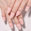 Short Almond Gold Reverse French Press On Nails, Golden Artificial Fake Nails Design, Acrylic False Nails Design, Suitable for Birthday Parties,Wedding. Kit for Women DIY False Nail Art Gift.