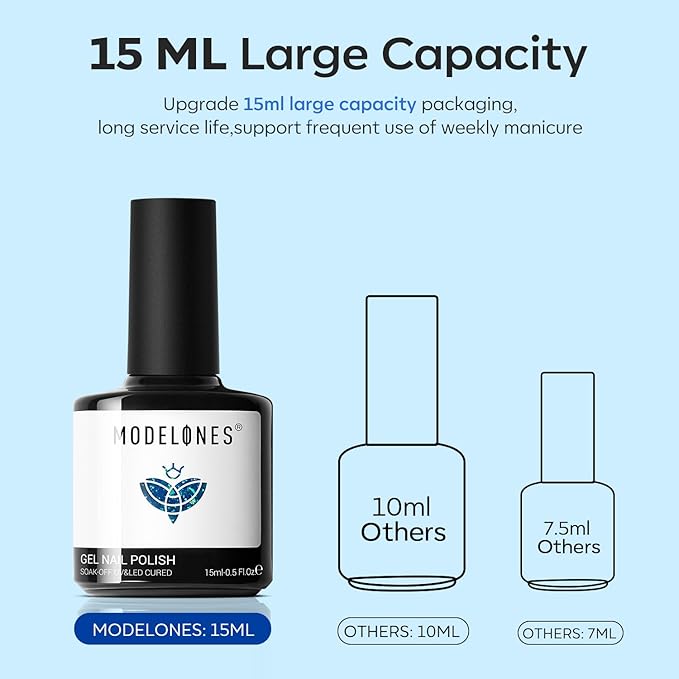 modelones Gel Nail Polish, 15 ML Chameleon Blue Gel Polish Holographic Nail Polish Blue Shimmer Rainbow Glitter Gel Polish Soak Off LED Winter Nail Art Gel DIY Salon Gift