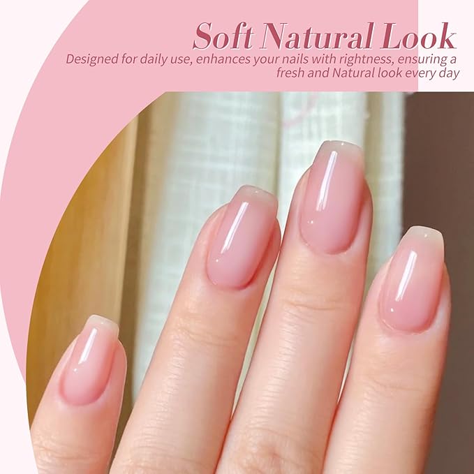 Born Pretty Jelly Pink Gel Nail Polish Set,Valentine's Day Nude Pink Translucent Gel Polish,6 Transparent Sheer Colors Soak Off U V Light Cure Gel Polish Kit Nail Art Manicure DIY Kit Home Salon 7ML