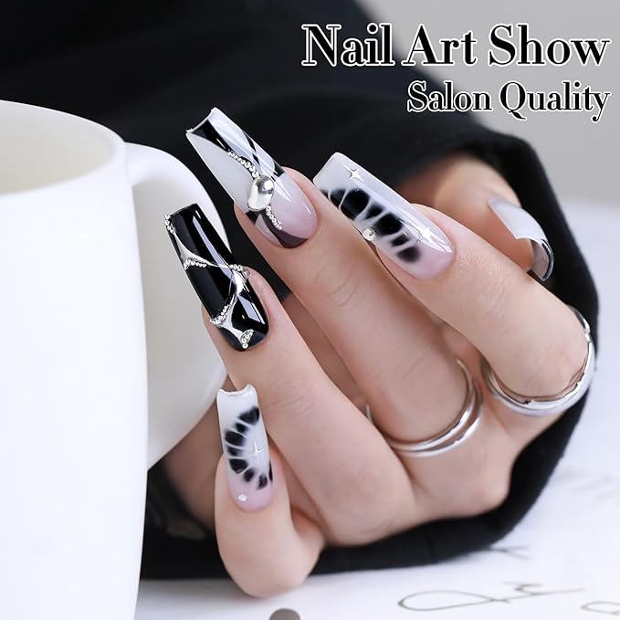Double Rhythm 2 Pcs 15ml UV Gel Polish Set Pure White And Black Color Gel Nail Polish Kit Nail Art Salon DIY (Black and Milky White-A1015+A1075)