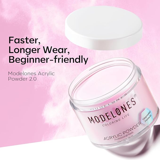 Modelones Acrylic Powder, 4.23oz Upgraded Medium Pink Nail Acrylic Powder for Nail Art 3D Carving French Nails Extensions, Non-Yellowing, Gifts for Women