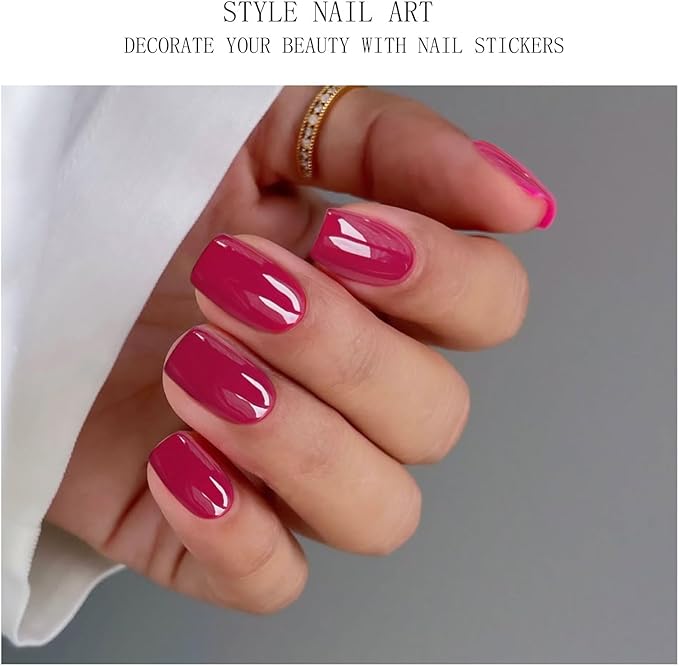 JMEOWIO Semi Cured Gel Nail Strips Dark Red Gel Nail Stickers Nail Supplies Nail Art Design Decoration Accessories