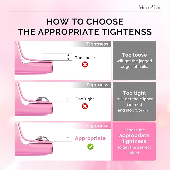 MelodySusie Acrylic Nail Clippers, Professional Nail Clippers Cutters for Acrylic Nails Fake Nail Tips, Adjustable Stainless Nail Trimmer, Manicure Tool for Salon Home Nail Art, Pink
