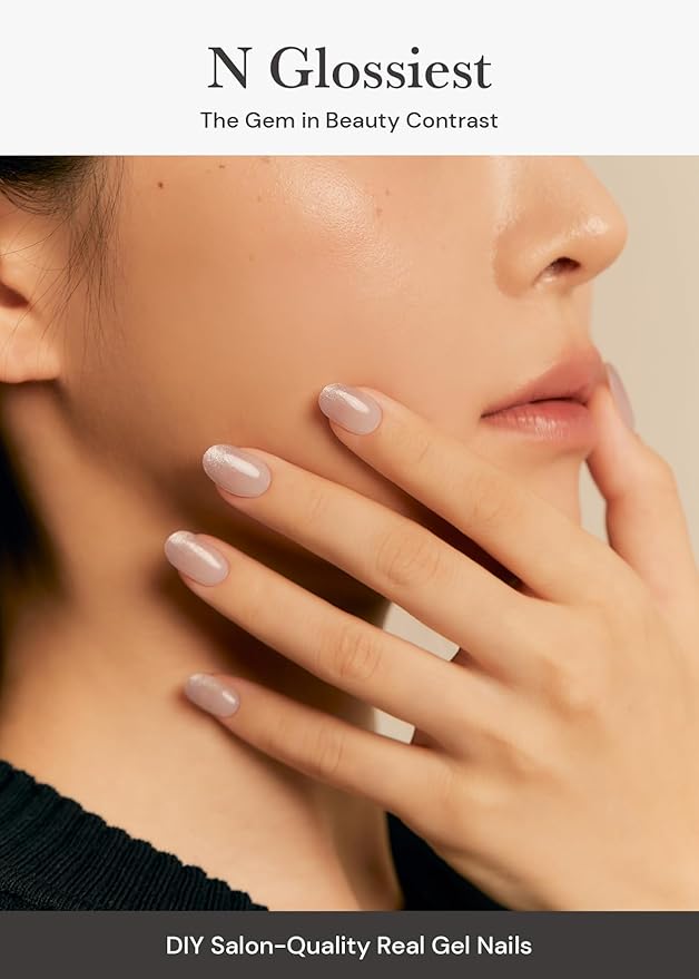 ohora Semi Cured Gel Nail Strips (N Glossiest) - Works with Any Nail Lamps, Salon-Quality, Long Lasting, Easy to Apply & Remove - Includes 2 Prep Pads, Nail File & Wooden Stick, Large