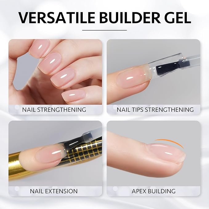 GAOY Builder Gel for Nails, 16ml Nail Strengthener in a Bottle, Nail Extension Hard Gel, Soak Off Long Lasting UV Light Cure, 1963 Berry Pink, Base Coat Top Coat Needed