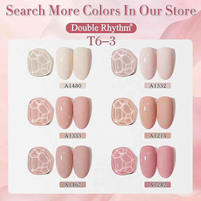 Double Rhythm 0.5 Oz Gel Nail Polish Neutral Natural Same Color Same Bottle Translucent Light Milky Pastel 15ML Manicure French Design Art DIY at Home (Mauve Pink-A1242)