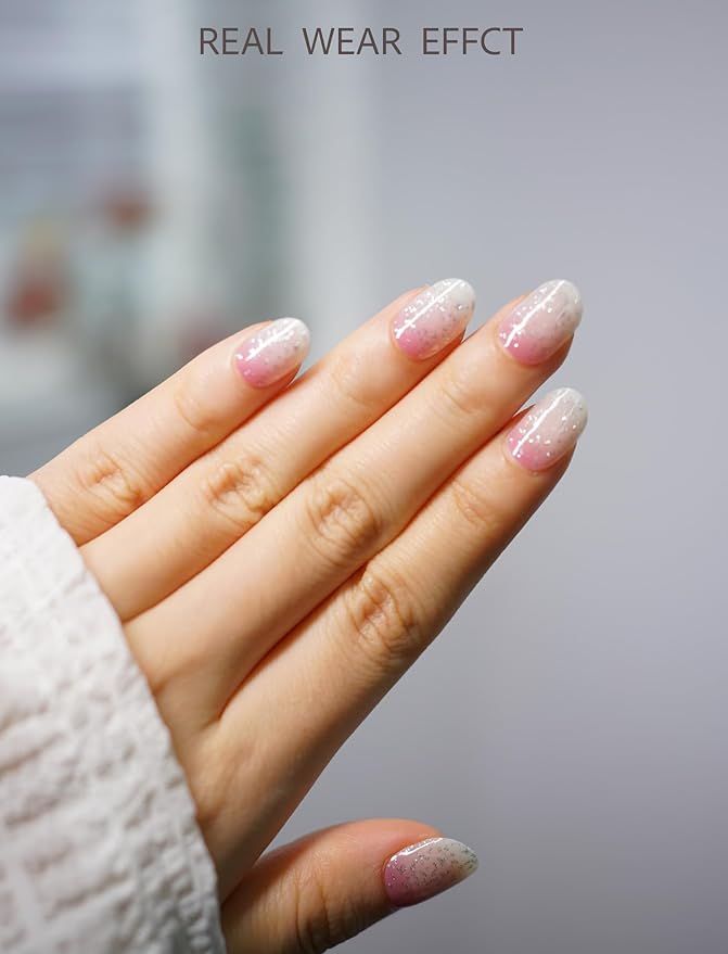 Nail Polish Strips – 32PCS UV Free Salon Quality Wraps, Long Lasting Gel Nail Stickers for Women (Pink Popsicle)