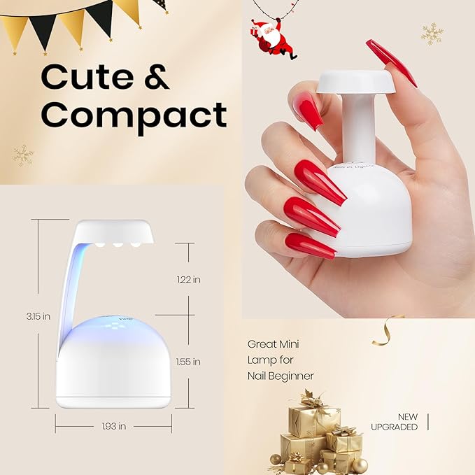 Beetles Mini Uv Light for Gel Nails Flash Curing Innovative with Smart Sensor for Easy and Fast Extension System, Portable Manicure Uv Led Light for Gel Nail Polish Diy